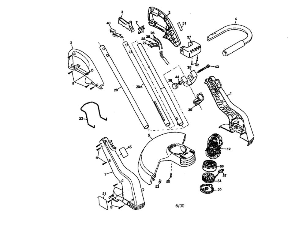 Trimmer Housing/Motor Diagram and Parts List for GH400TY2  Black and Decker Trimmer